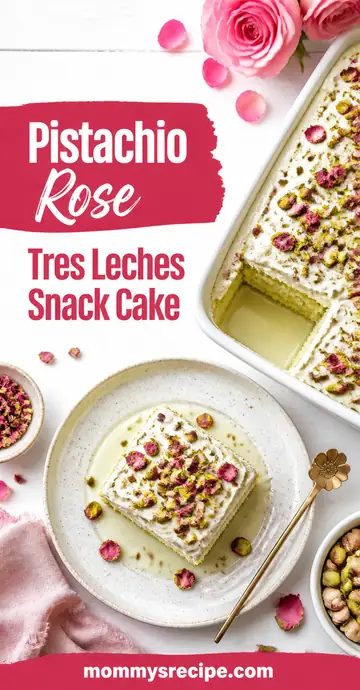 Pistachio rose tres leches snack cake pin