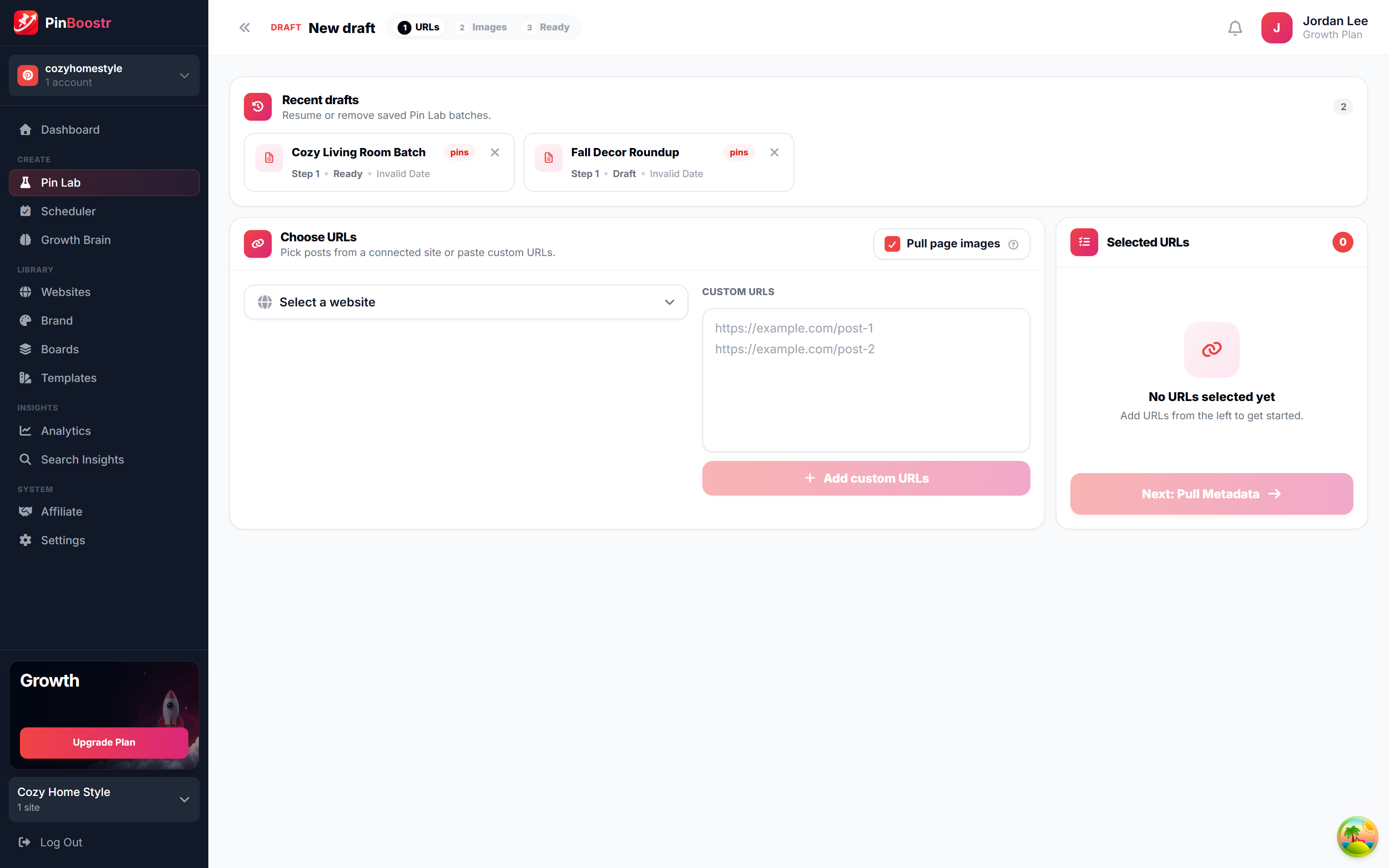 PinBoostr Pin Lab editor creating a branded Pinterest pin