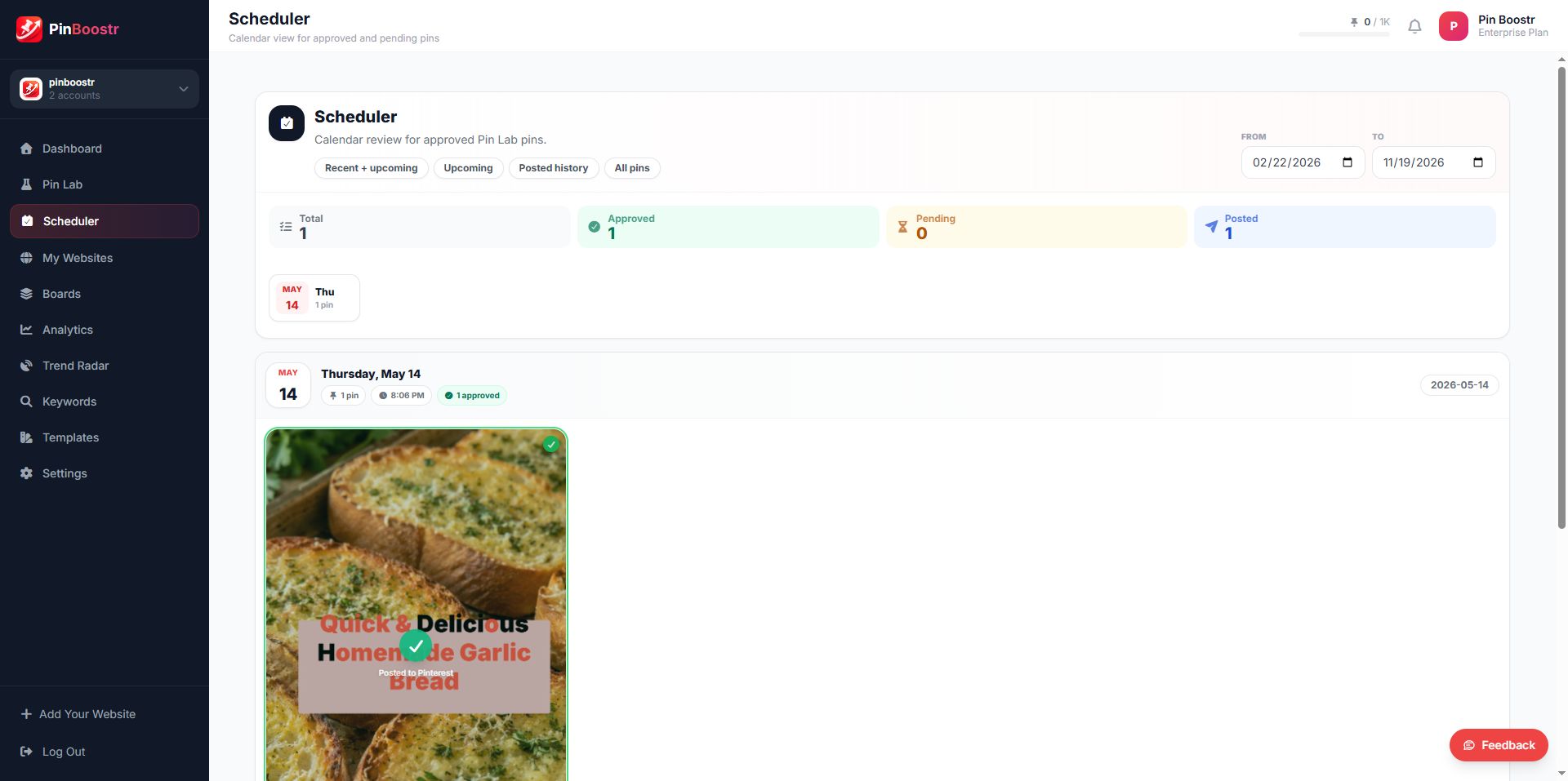 Manage the publishing queue in PinBoostr