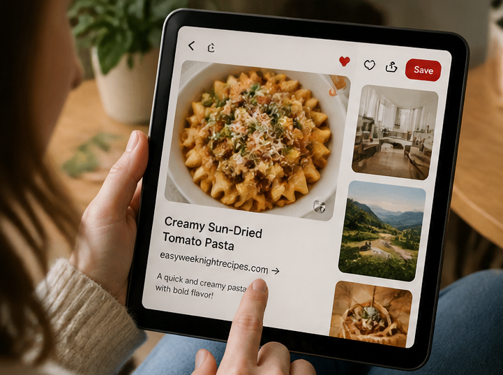 Person comparing Pinterest and Instagram apps on two smartphones, deciding which platform drives more traffic