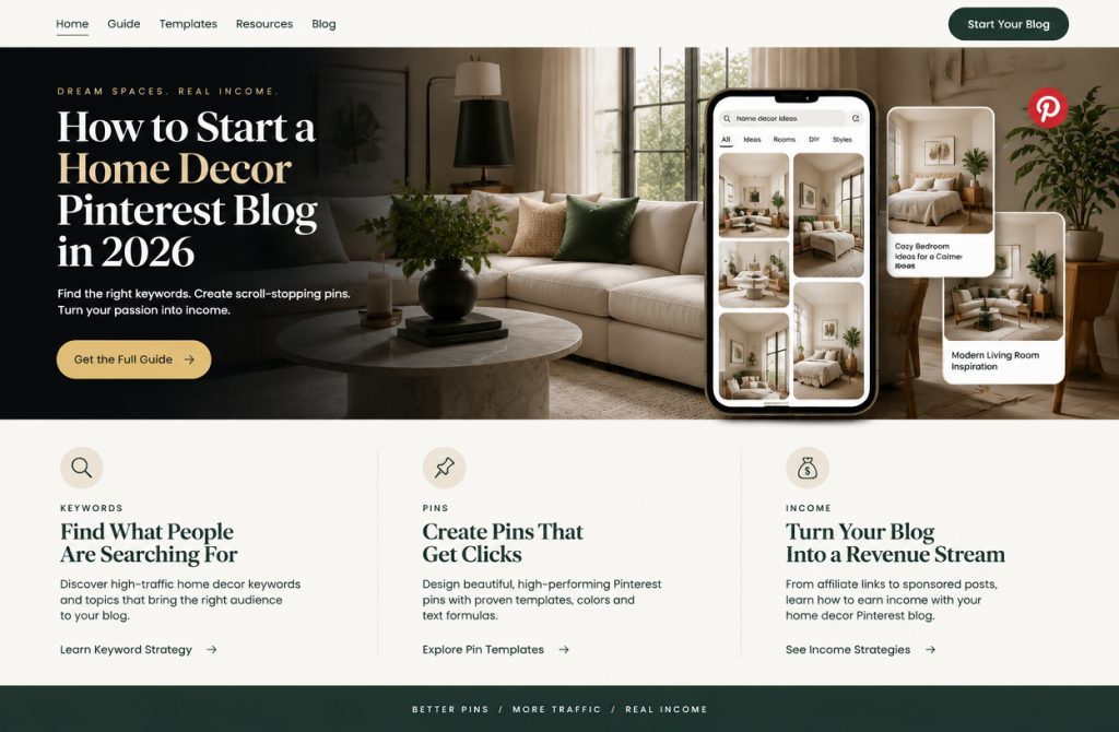 How to Start a Home Decor Pinterest Blog in 2026 (Keywords, Pins and Income)